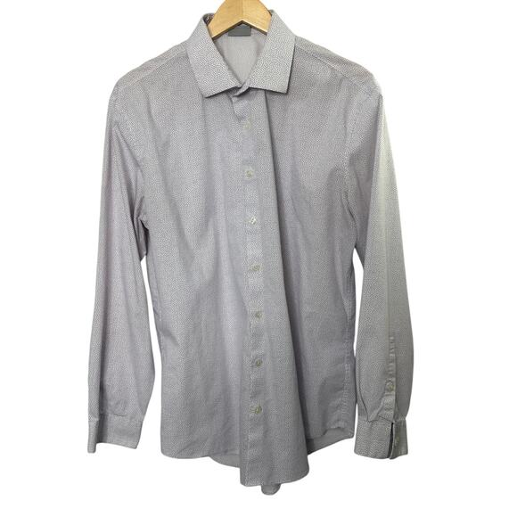 Kenneth Cole Reaction Purple Triangle Print Slim Fit Button Up Shirt Mens Large - Picture 1 of 4